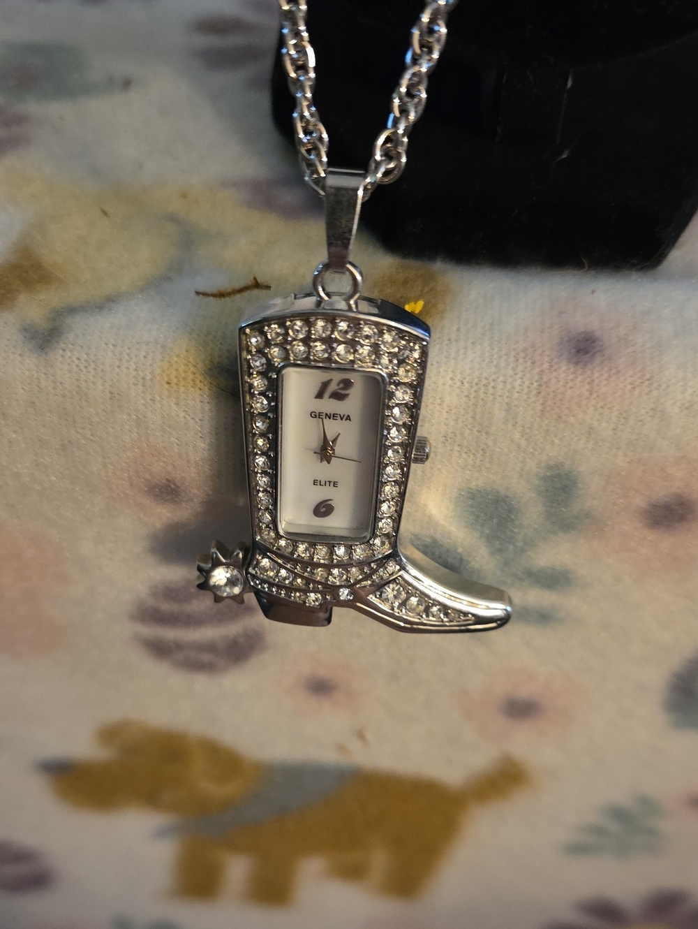 Geneva Crystal Western Boot Watch necklace - Picture 2 of 3